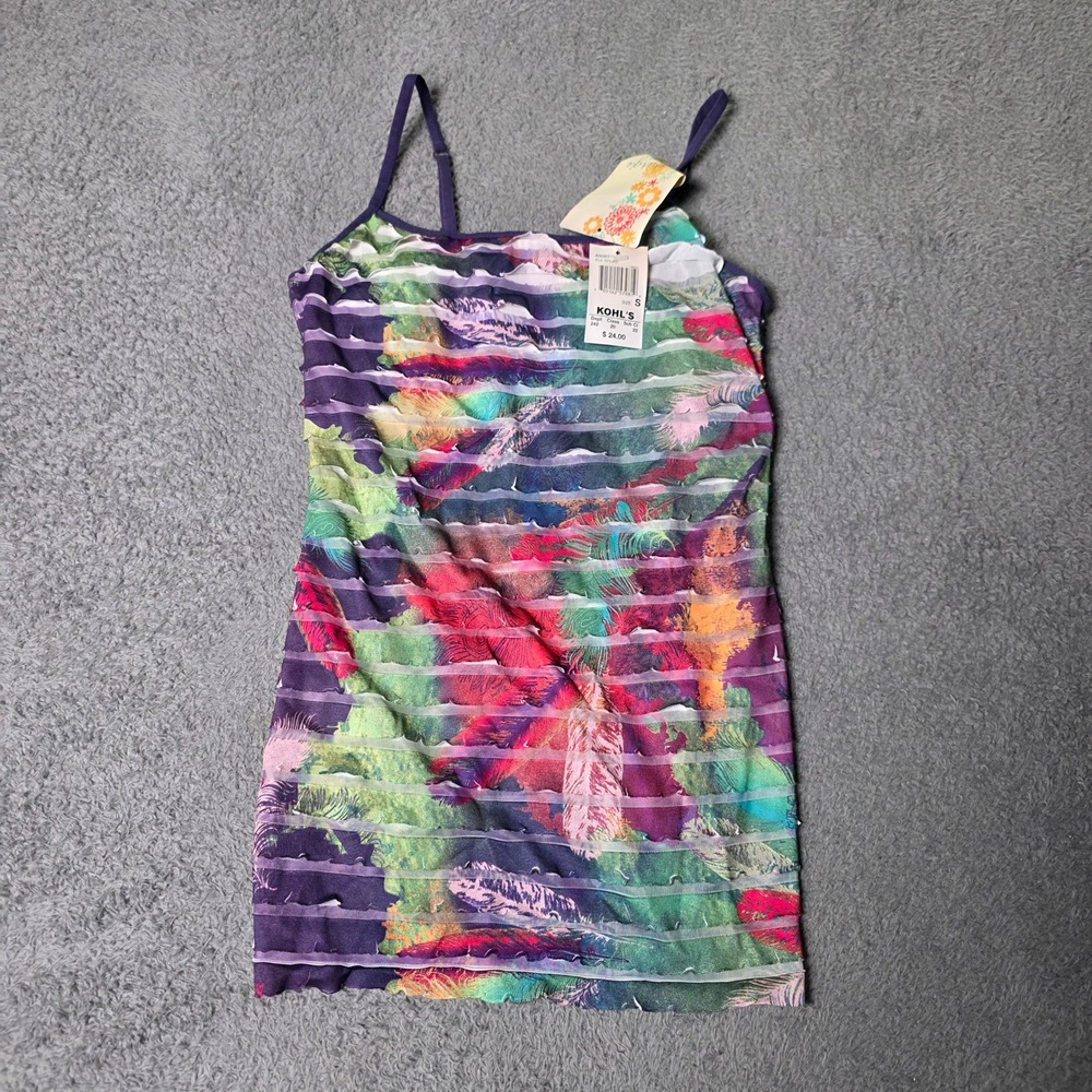 Energie Junior Small Cami Fiji Splash Multicolor Feather Mesh Tiered Top